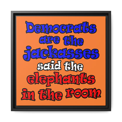 donkeys and elephants - framed canvas art (crusta)