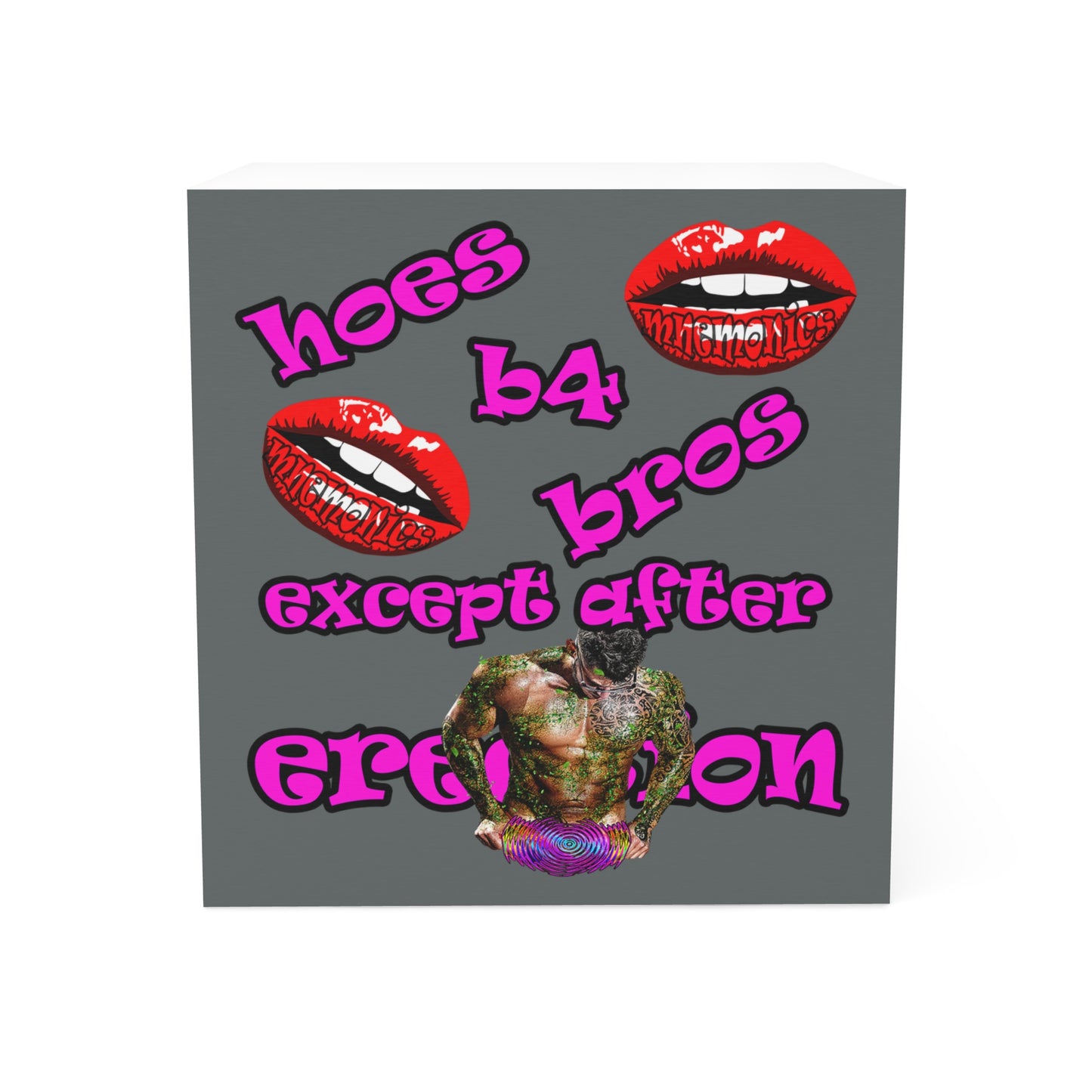 hoes b4 bros - note cube (dark grey)