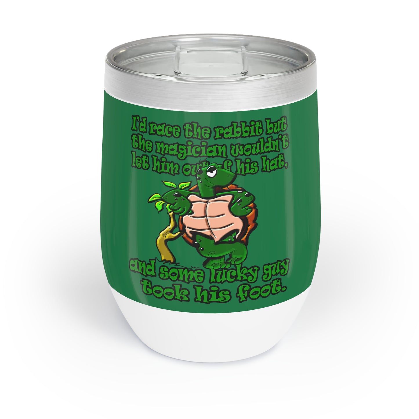 turtle race - Chill Wine Tumbler (dark green)