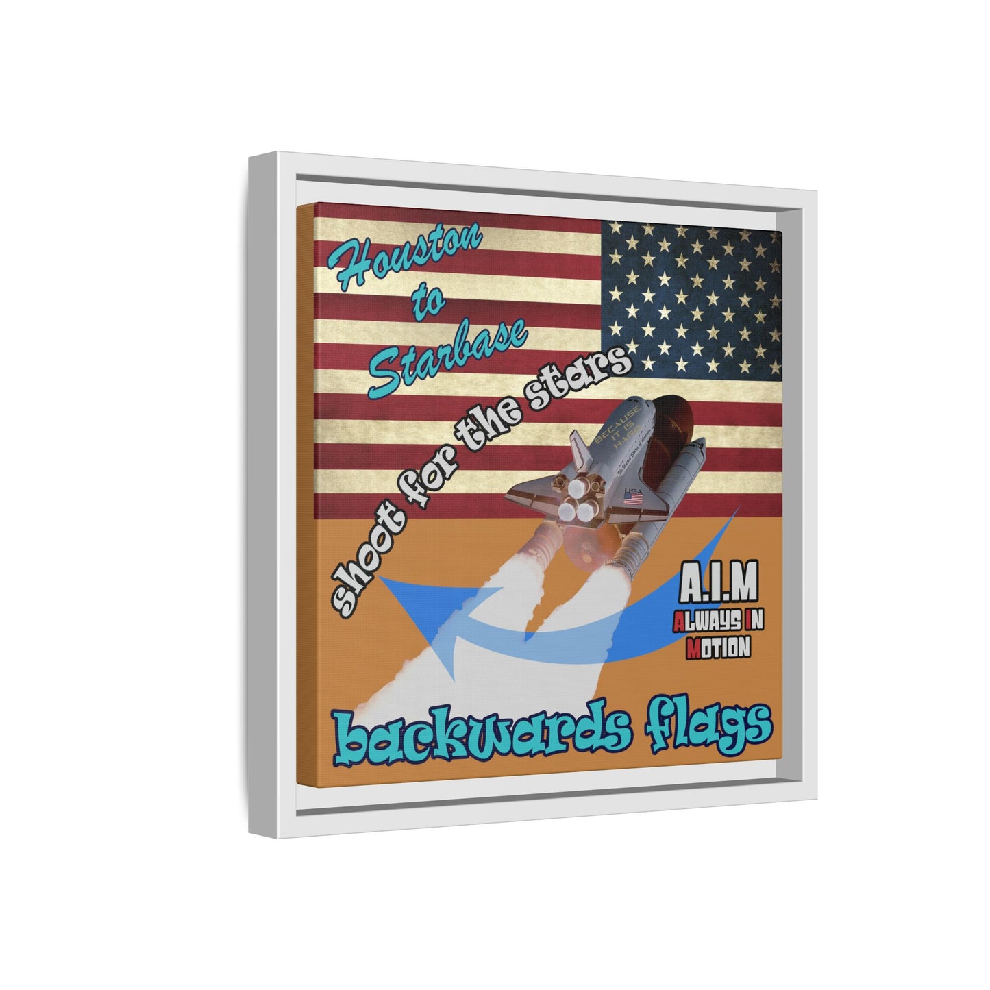 shoot for the stars - framed canvas art (light brown)