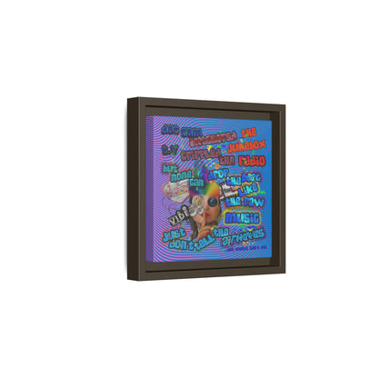 drop the beat - framed canvas art (light blue-purple wave)