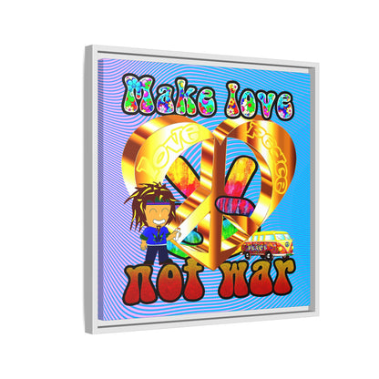 love peace - framed canvas art (light blue-purple wave)