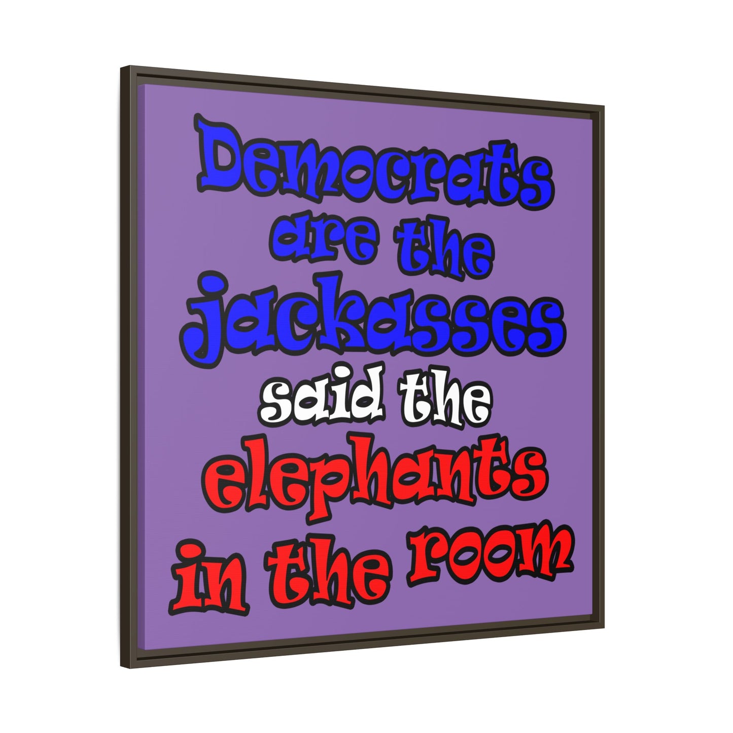 donkeys and elephants - framed canvas art (light purple)