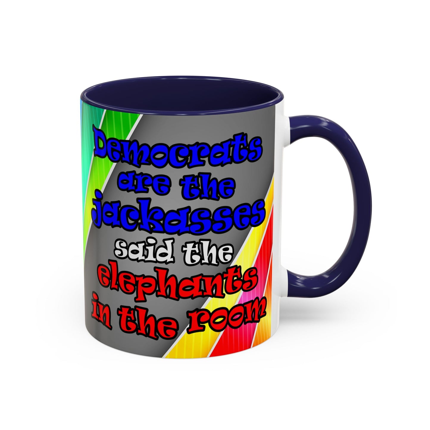 donkeys and elephants - Accent Mug (rainbow split)