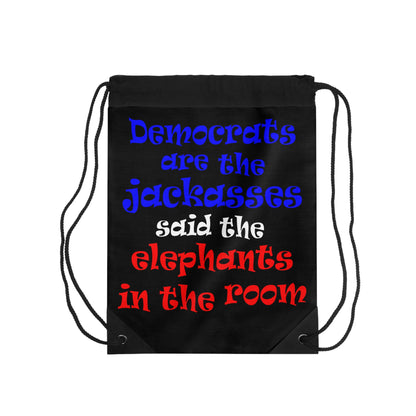 donkeys and elephants - Drawstring Bag (black)
