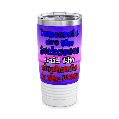 donkeys and elephants - Ringneck Tumbler, 20oz (purple-pink wave)