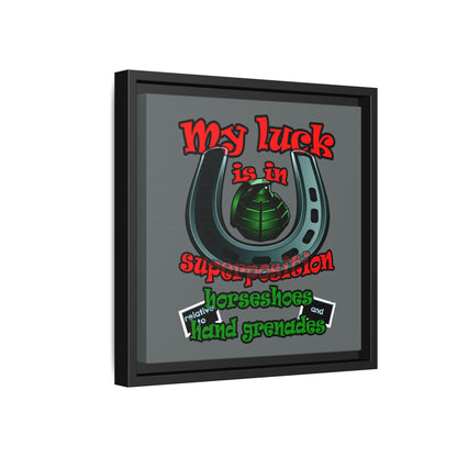 my luck - framed canvas art (dark grey)
