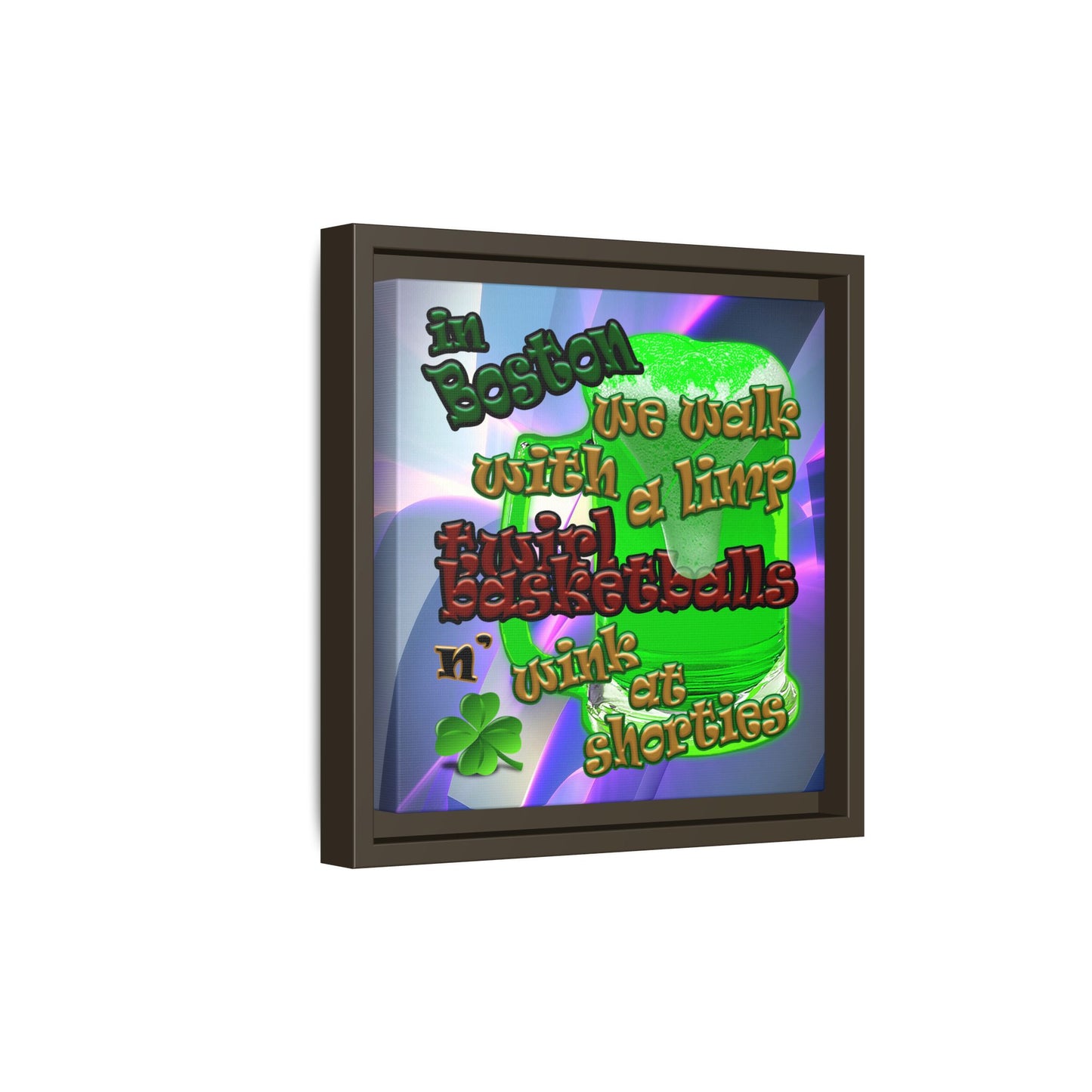 celtics logo - framed canvas art (grey-pink wave)