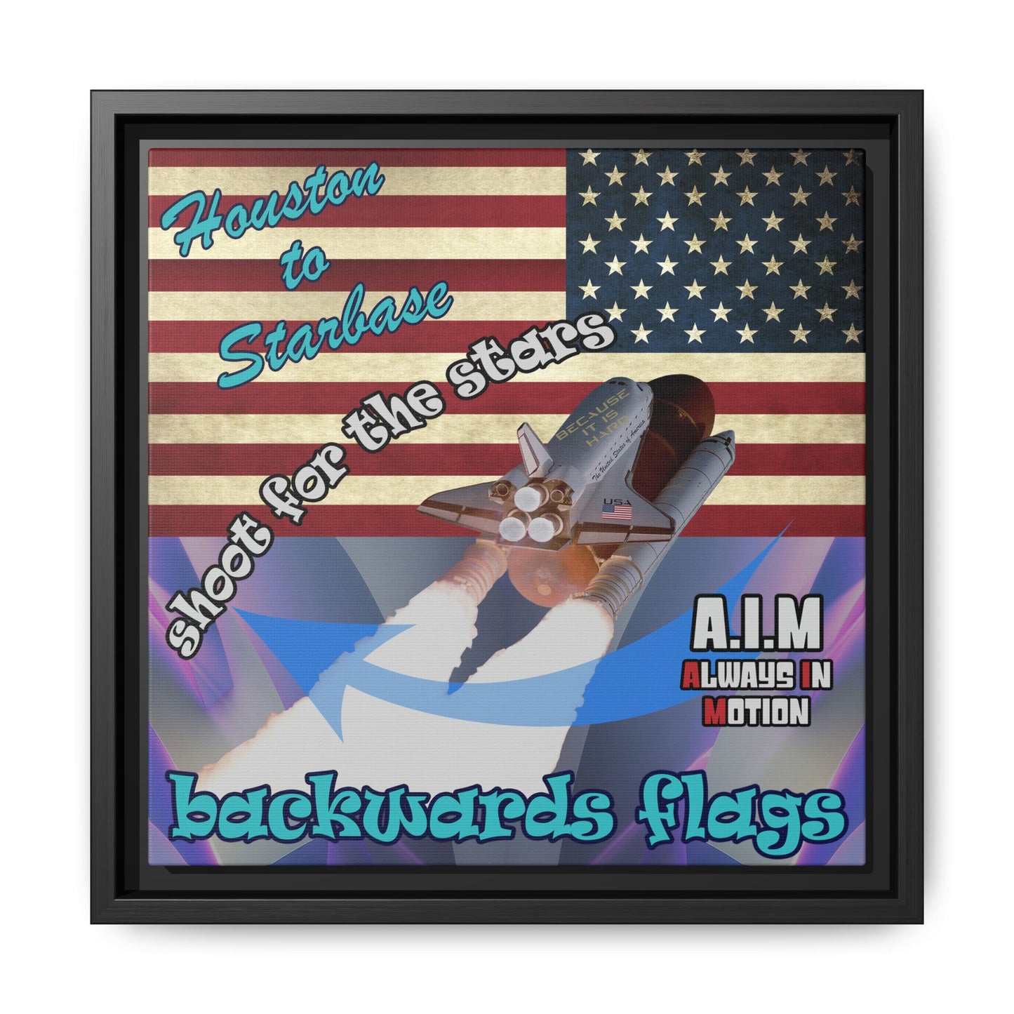 shoot for the stars - framed canvas art (grey-pink wave)
