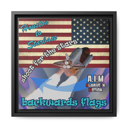 shoot for the stars - framed canvas art (grey-pink wave)