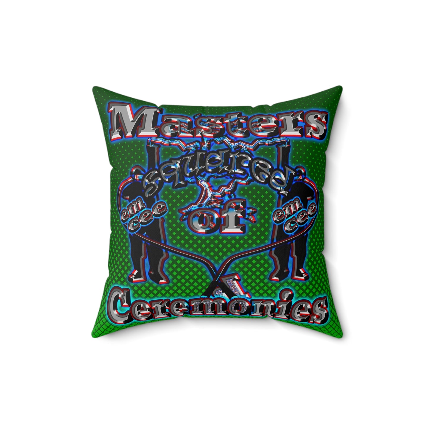 em cee squared - Spun Polyester Square Pillow - (logo green)