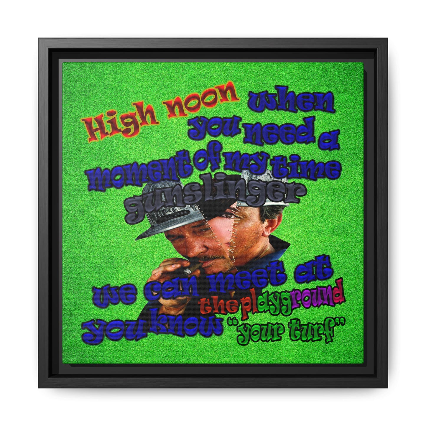 high noon - framed canvas art (green turf)