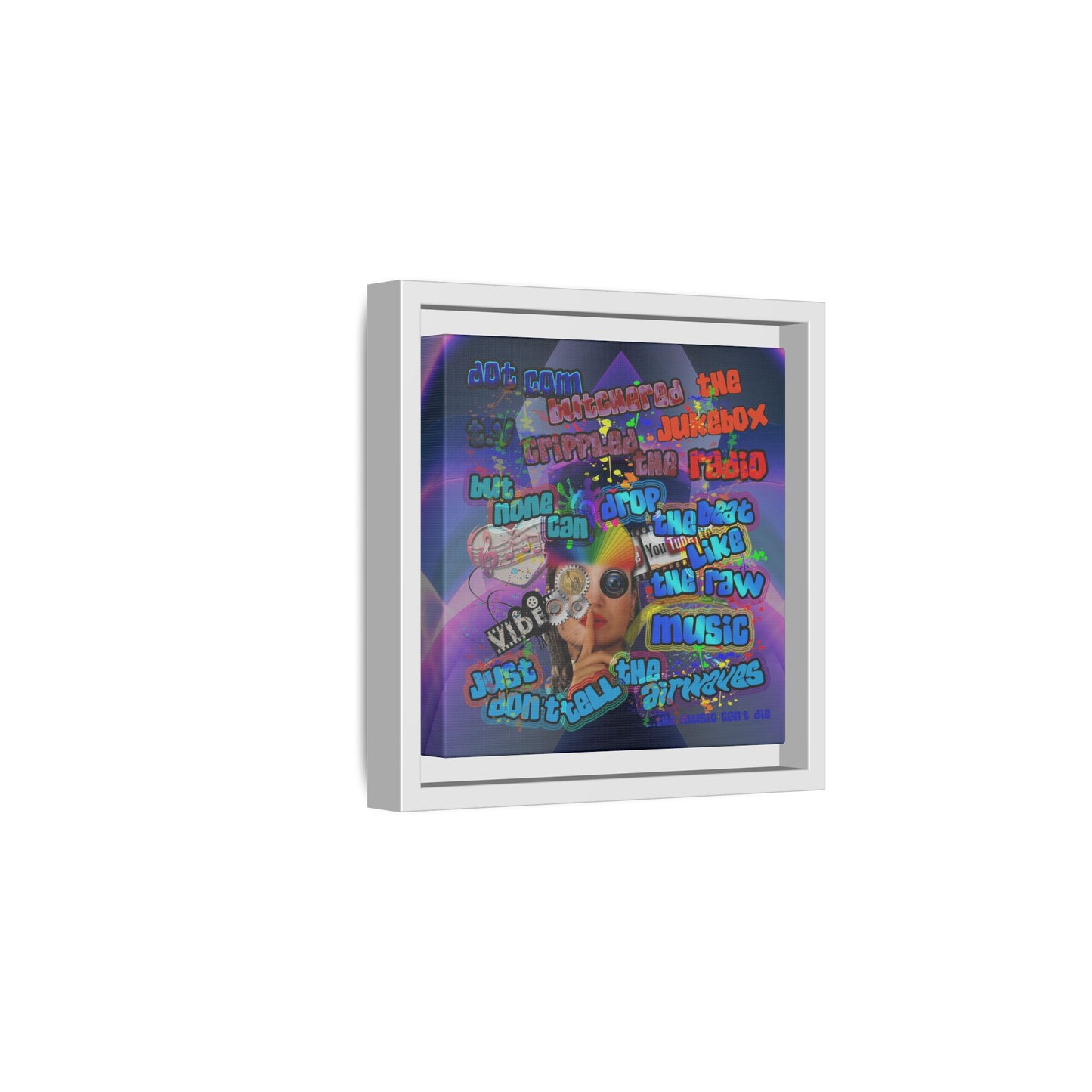drop the beat - framed canvas art (grey-pink wave)