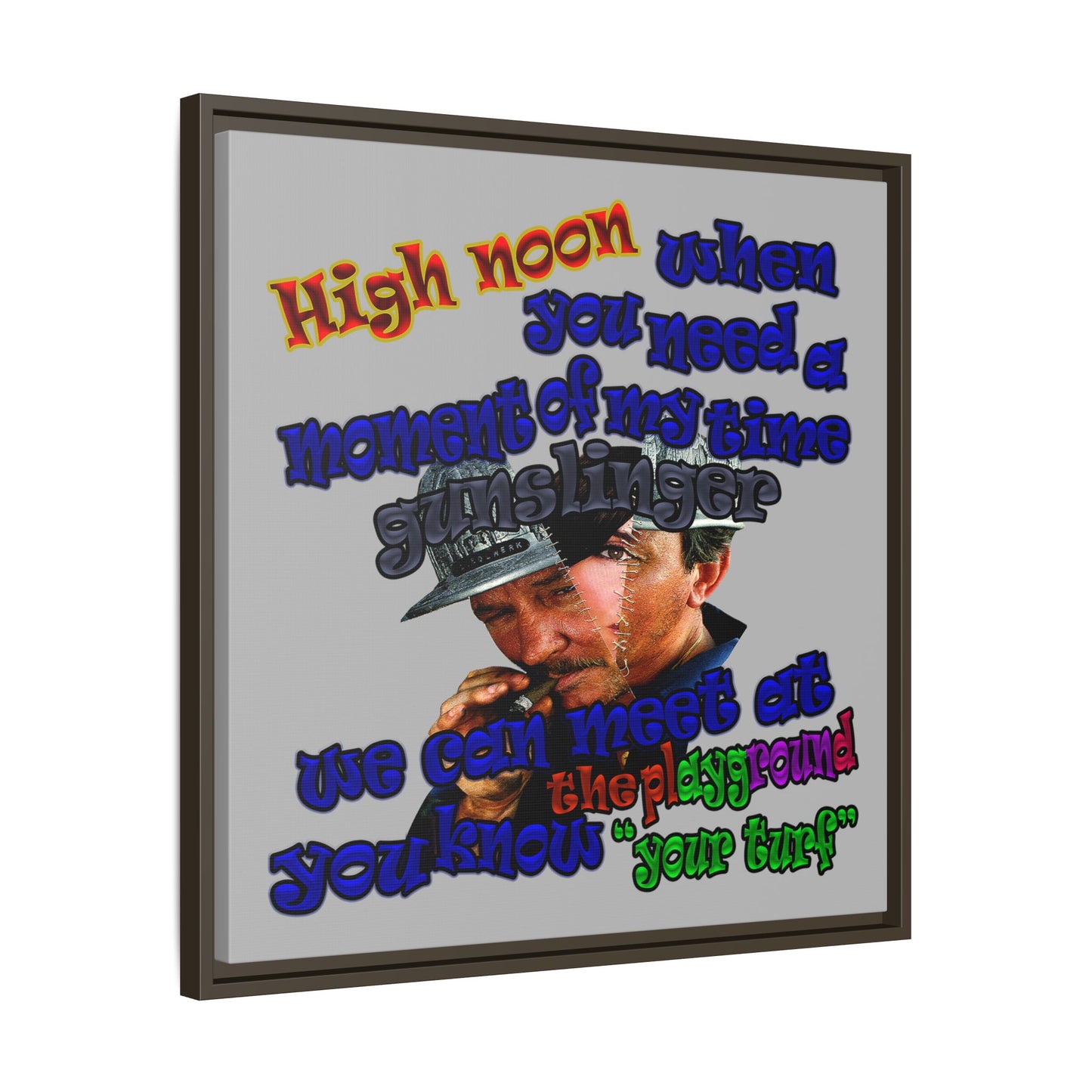 high noon - framed canvas art (light grey)