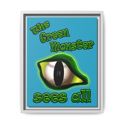 green monster - framed canvas art (turquoise)