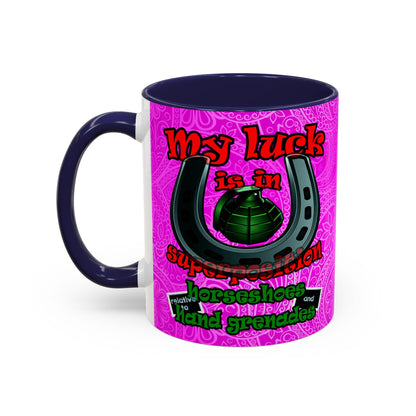 my luck - Accent Mug (pink swirl)