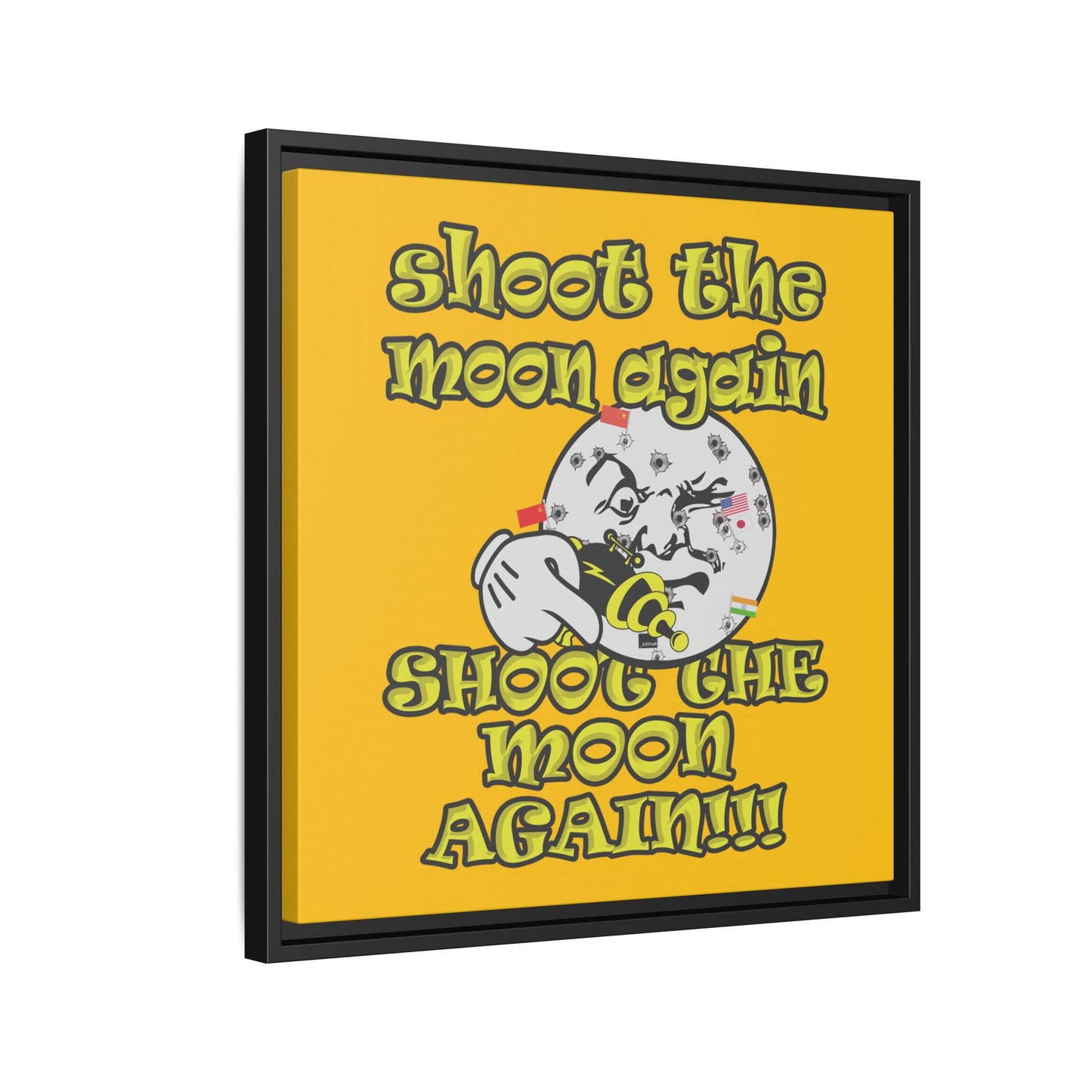 shoot the moon again - framed canvas art (yellow)