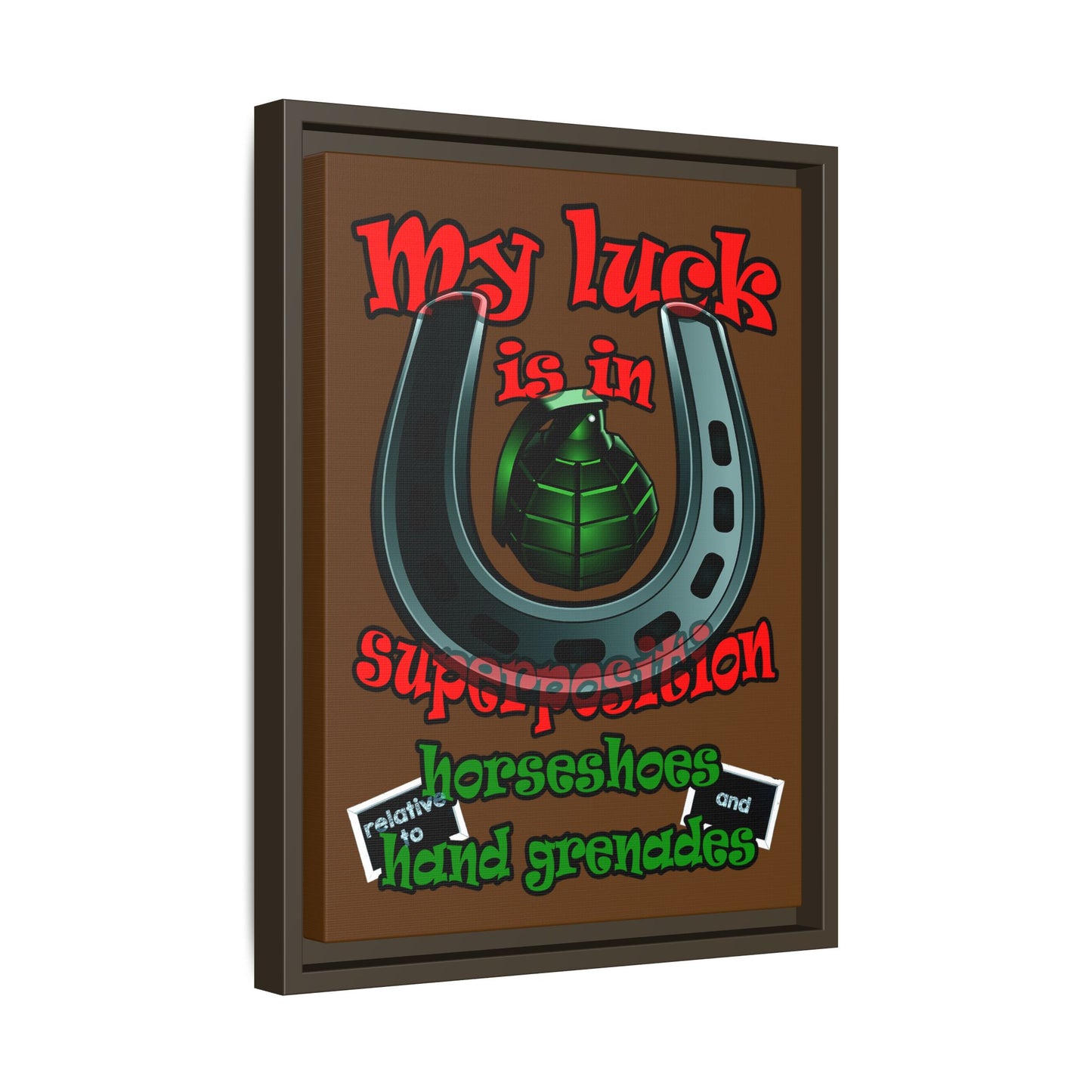 my luck - framed canvas art (brown)