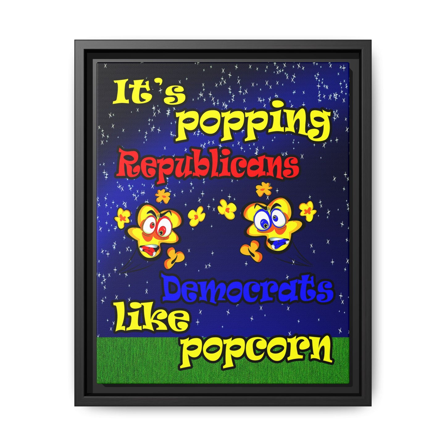 popping like popcorn - framed canvas art ('snoops' background)