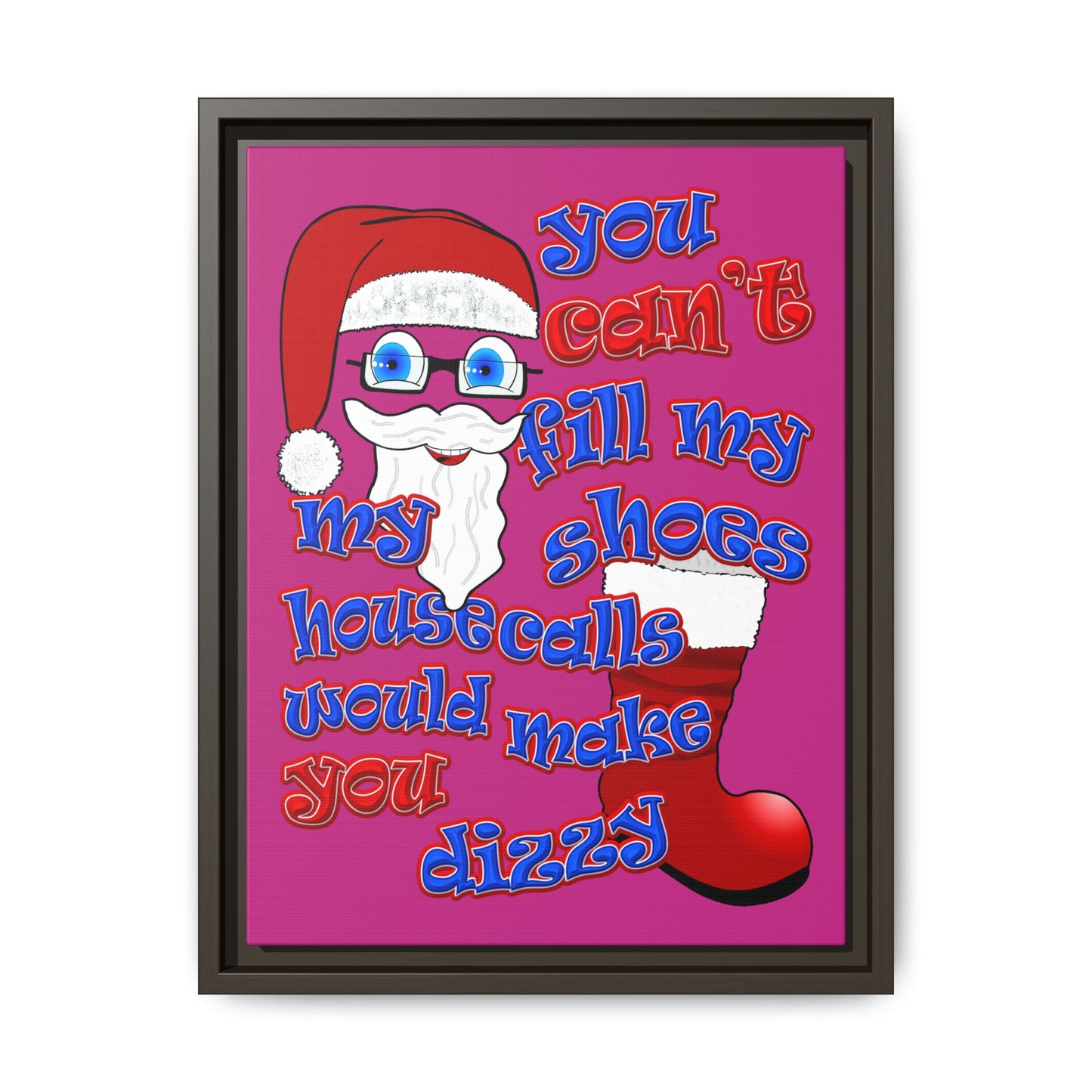 santa's shoes - framed canvas art (pink)