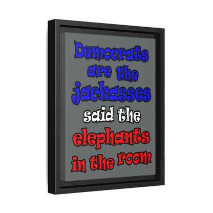 donkeys and elephants - framed canvas art (dark grey)
