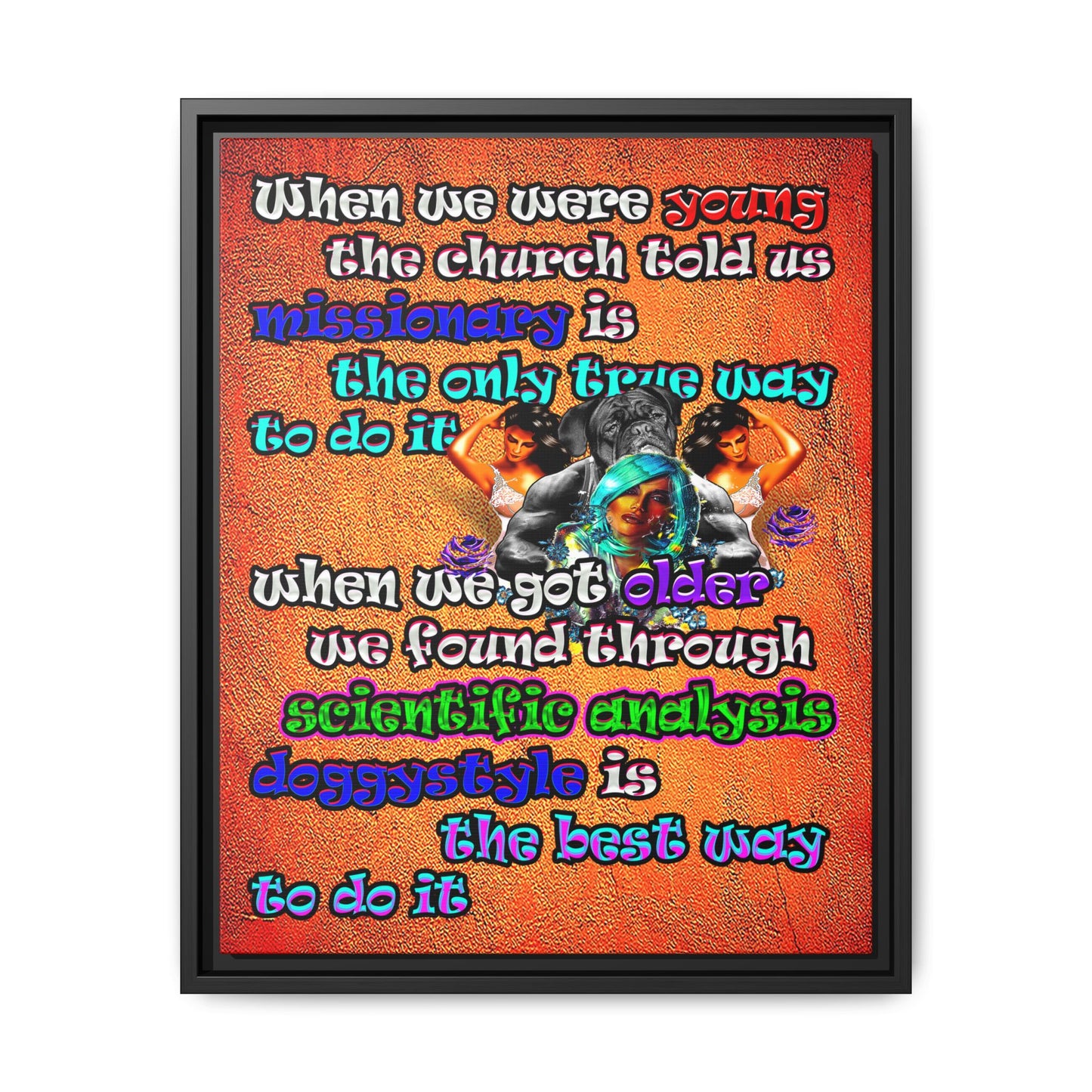 doggystyle - framed canvas art (burnt orange)