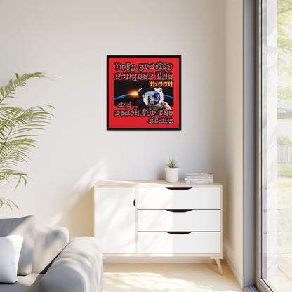 defy conquer reach - framed canvas art (red)