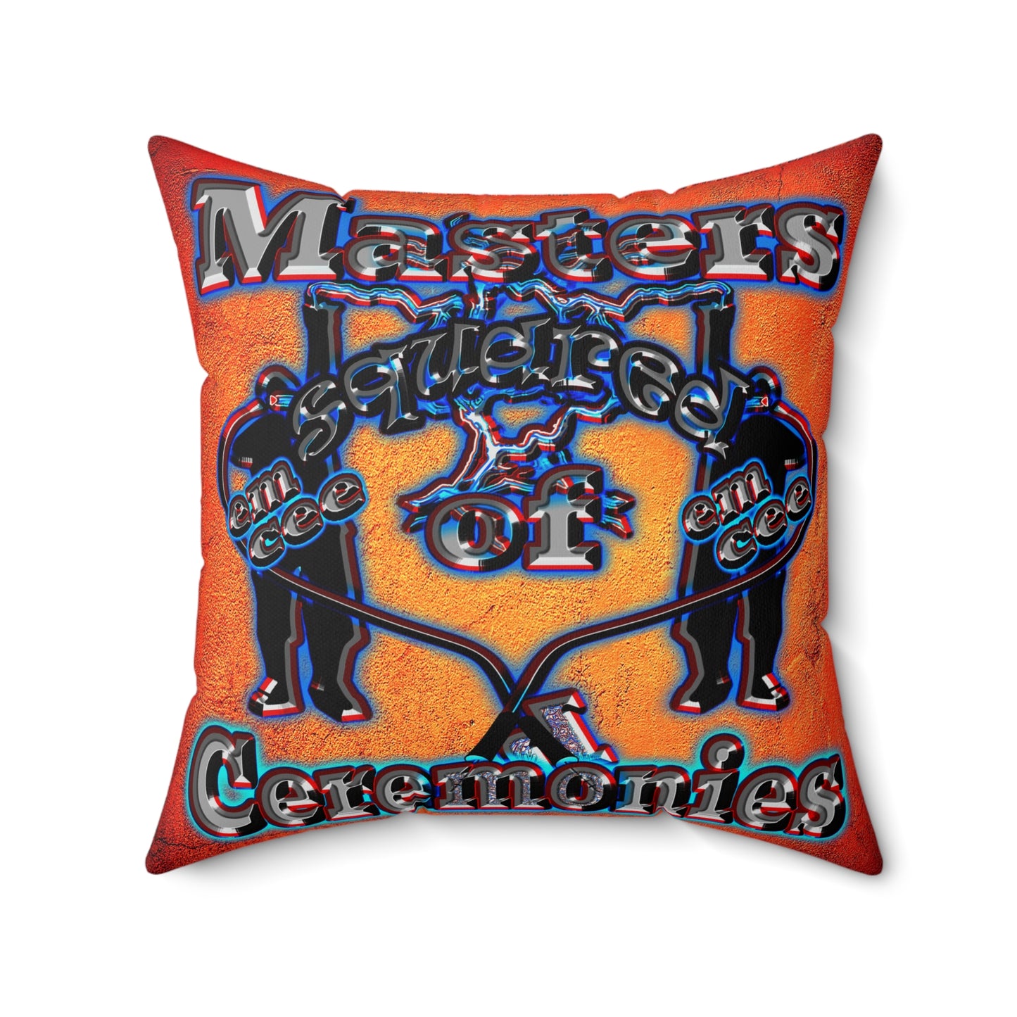 em cee squared - Spun Polyester Square Pillow - (burnt orange)