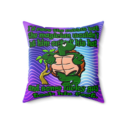 turtle race - Faux Suede Square Pillow - (purple wave)
