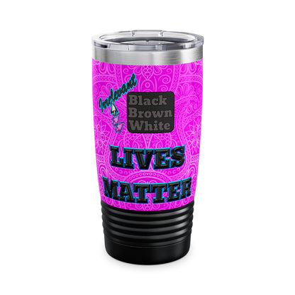 irrelevant - Ringneck Tumbler, 20oz (pink swirl)