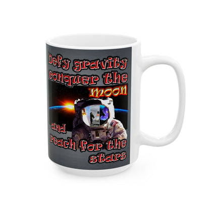 defy conquer reach - White Mug (grey-light grey)