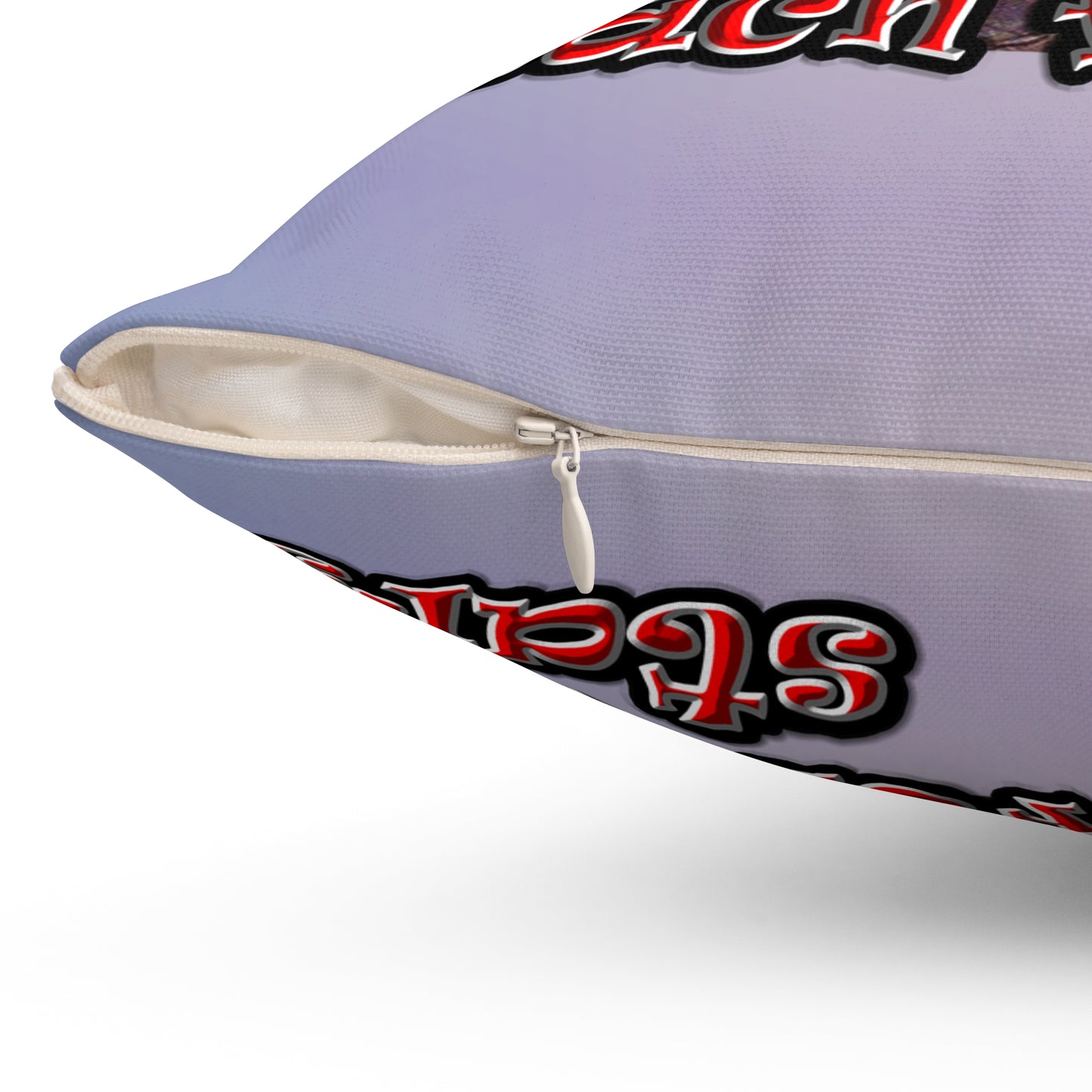 defy conquer reach - Spun Polyester Square Pillow - (light blue-pink wave)