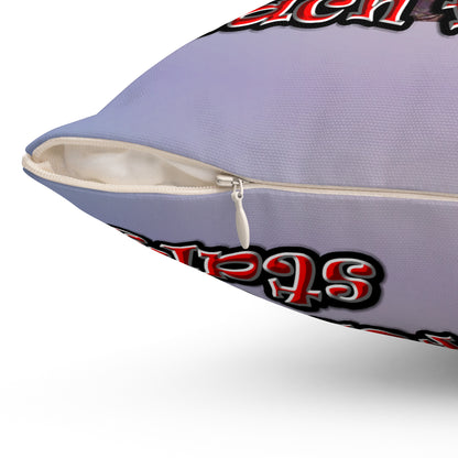 defy conquer reach - Spun Polyester Square Pillow - (light blue-pink wave)
