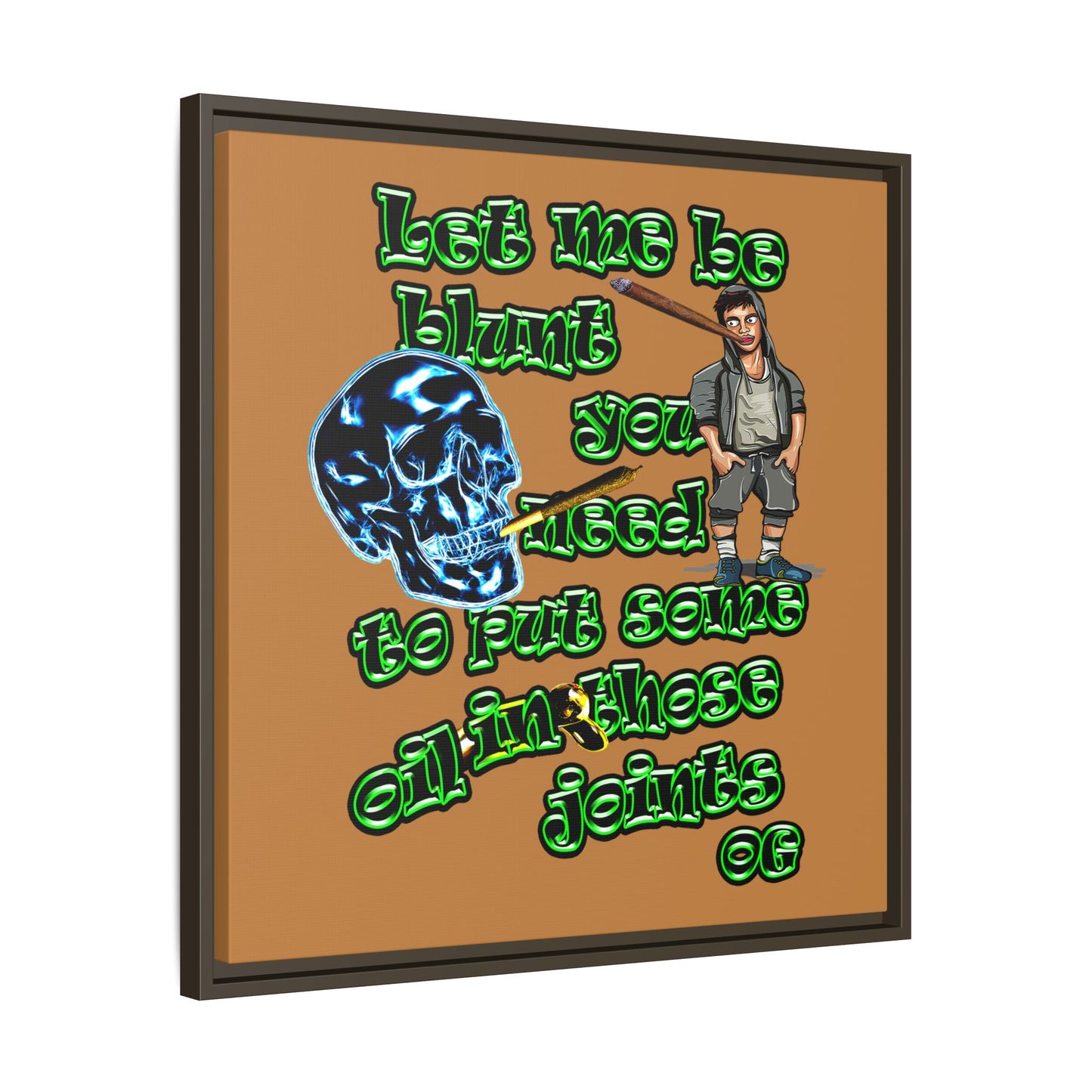 og - framed canvas art (light brown)