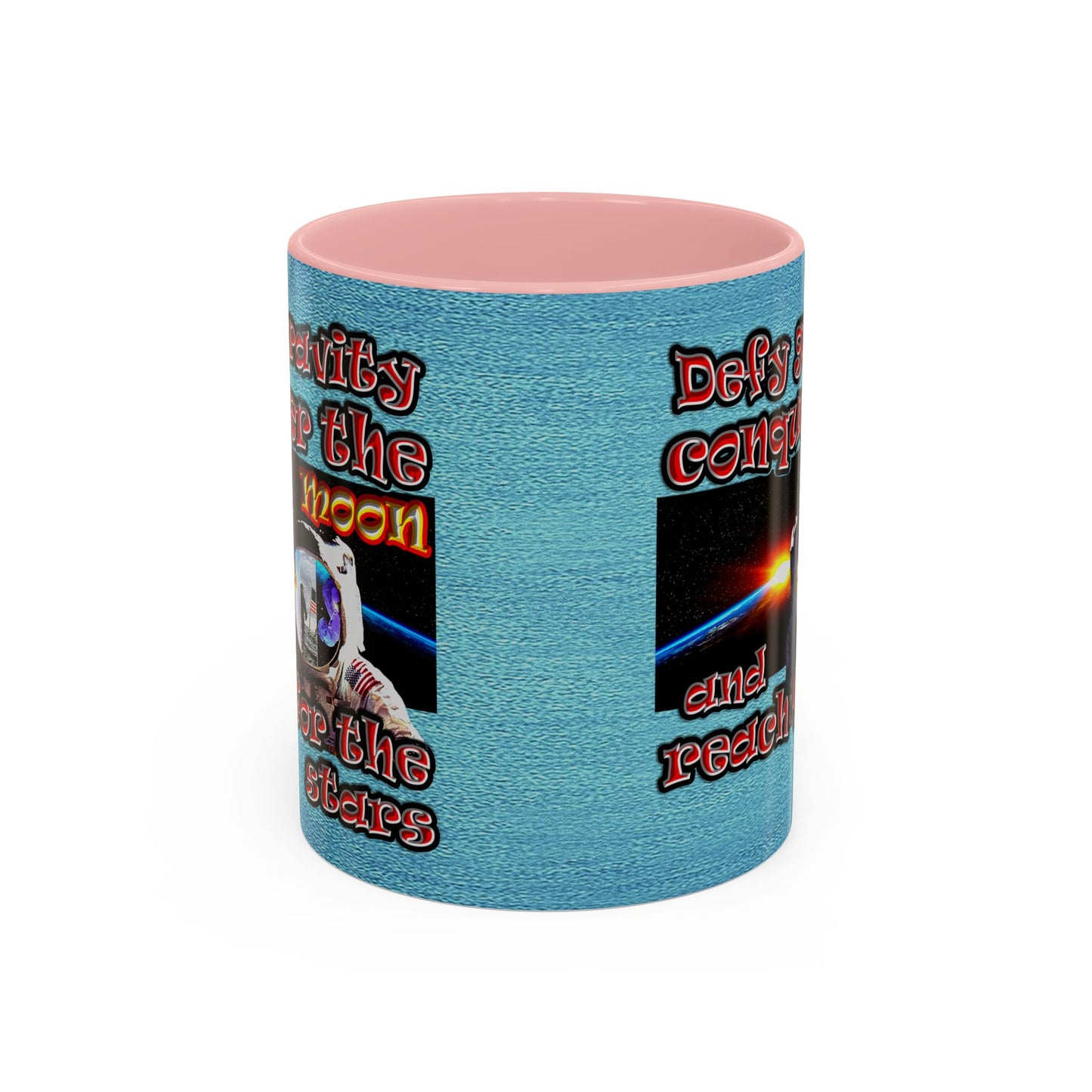 defy conquer reach - Accent Mug (faded blue)