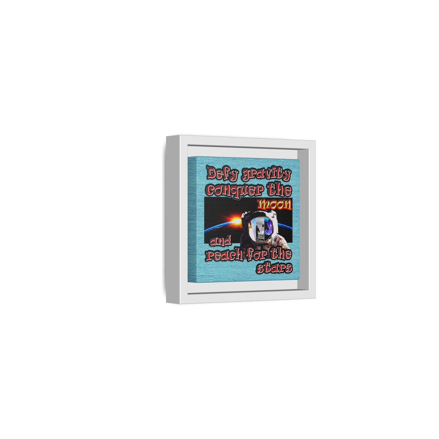 defy conquer reach - framed canvas art (faded blue)