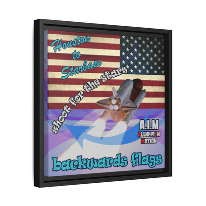 shoot for the stars - framed canvas art (light blue-pink wave)