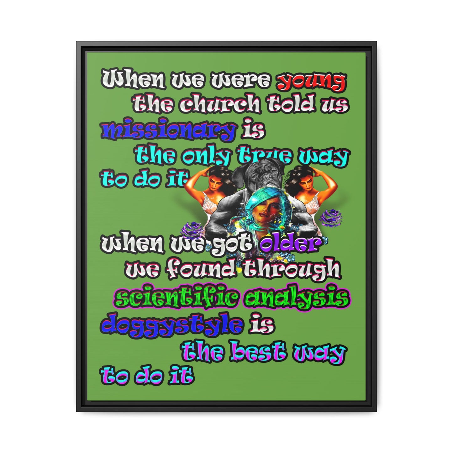 doggystyle - framed canvas art (green)