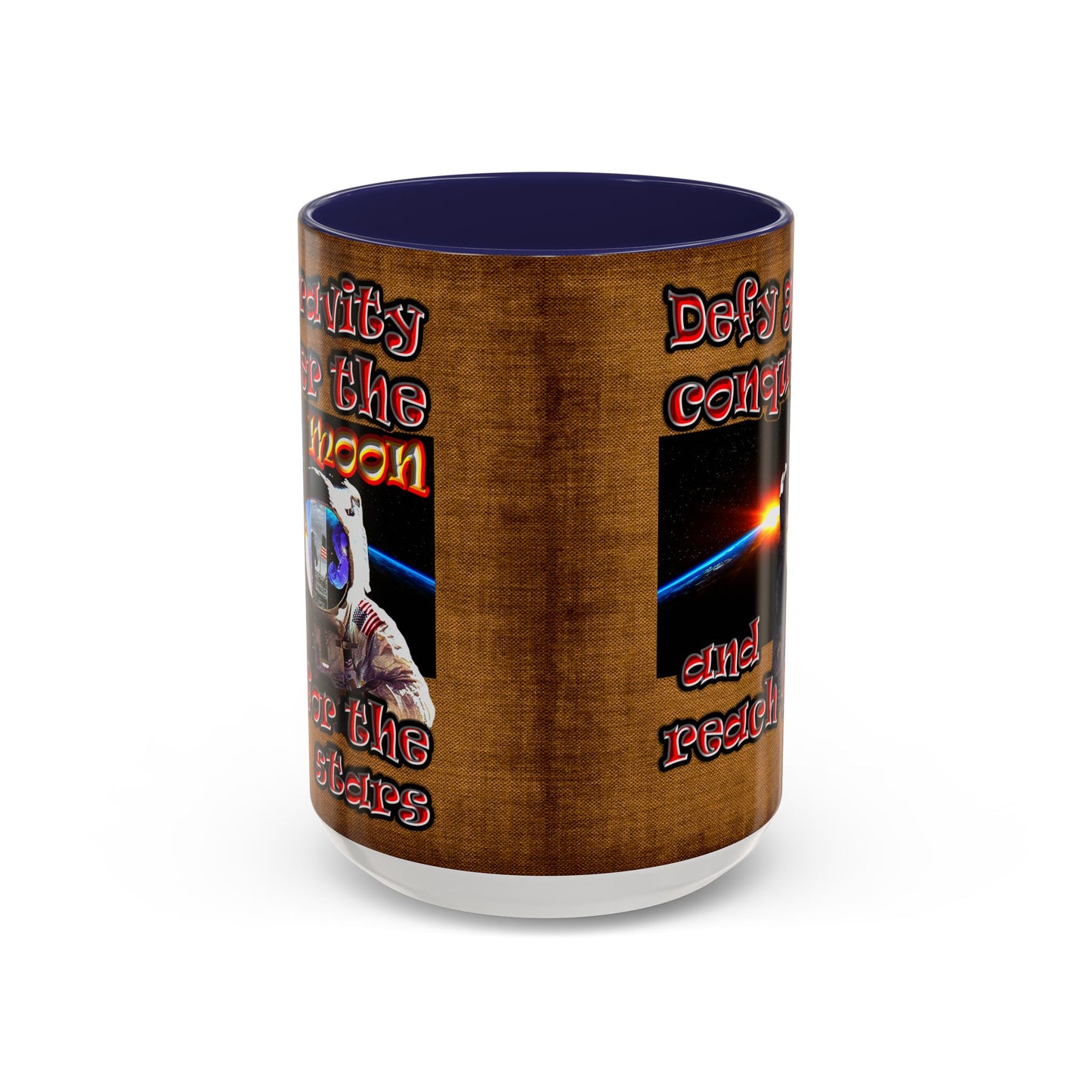 defy conquer reach - Accent Mug (brown papyrus)