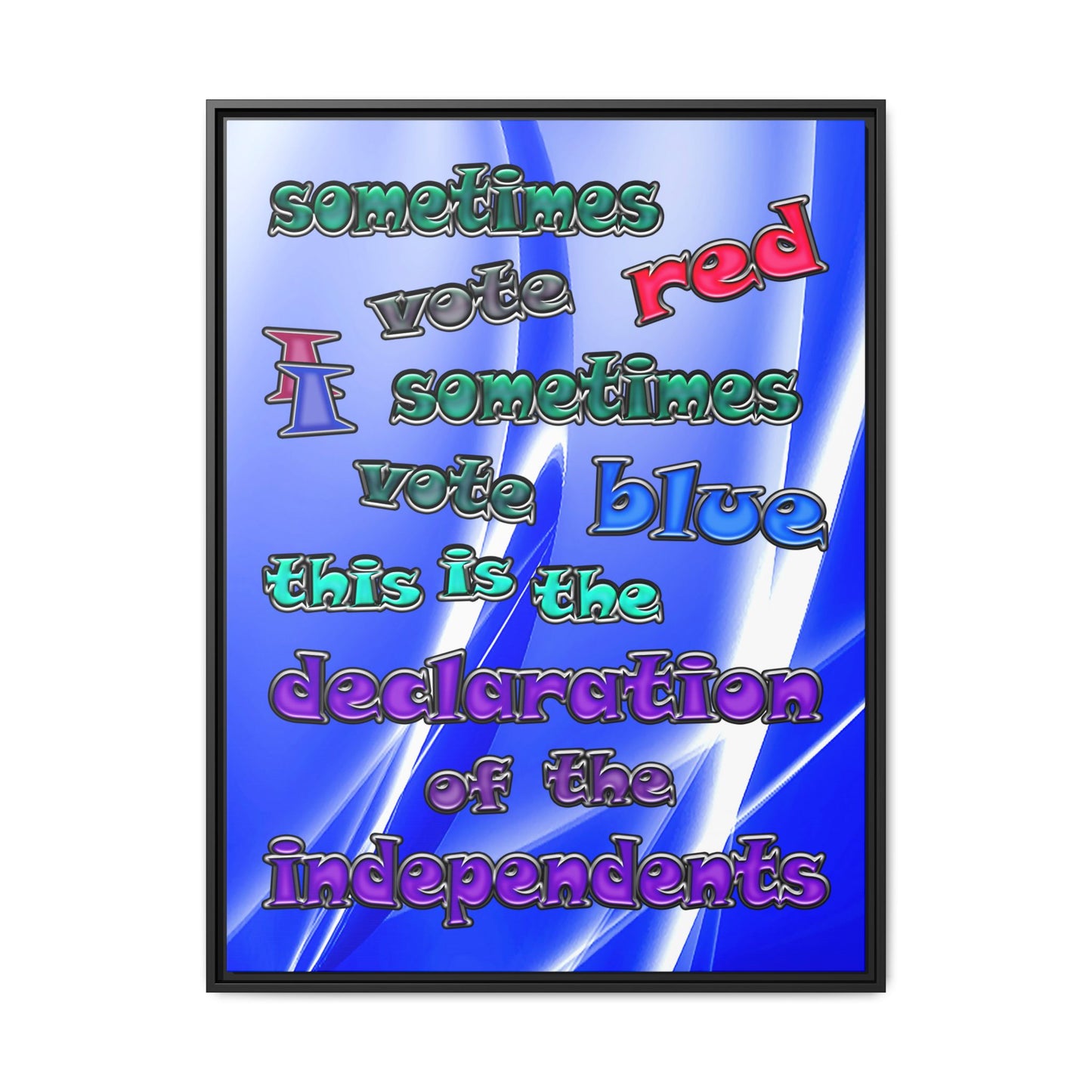 declaration of the independents - framed canvas art (blue-white wave)