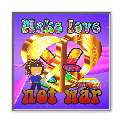 love peace - framed canvas art (purple-pink wave)
