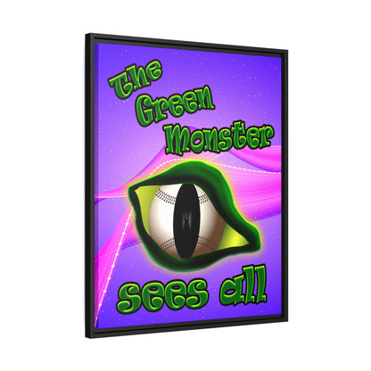 green monster - framed canvas art (purple-pink wave)