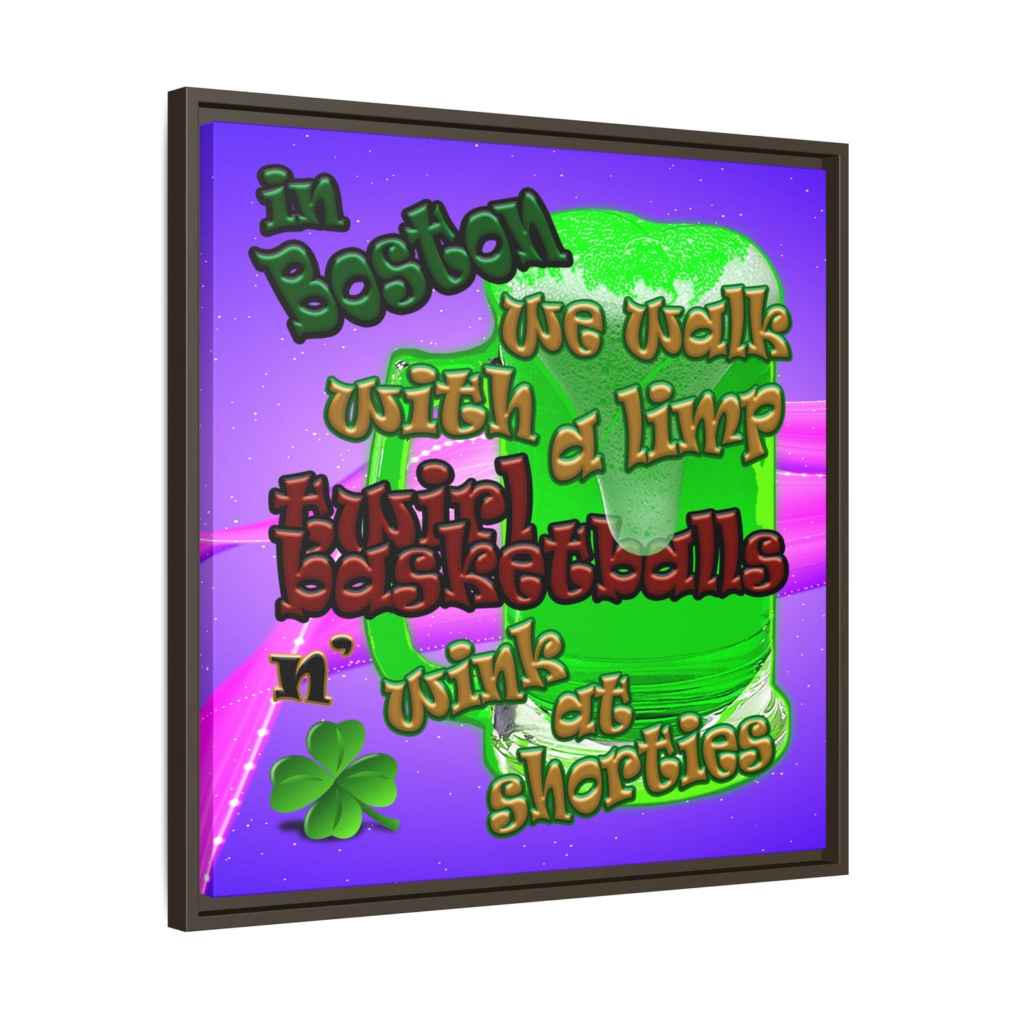 celtics logo - framed canvas art (purple-pink wave)