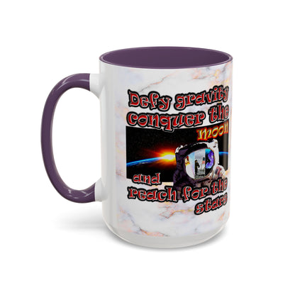 defy conquer reach - Accent Mug (white marble)