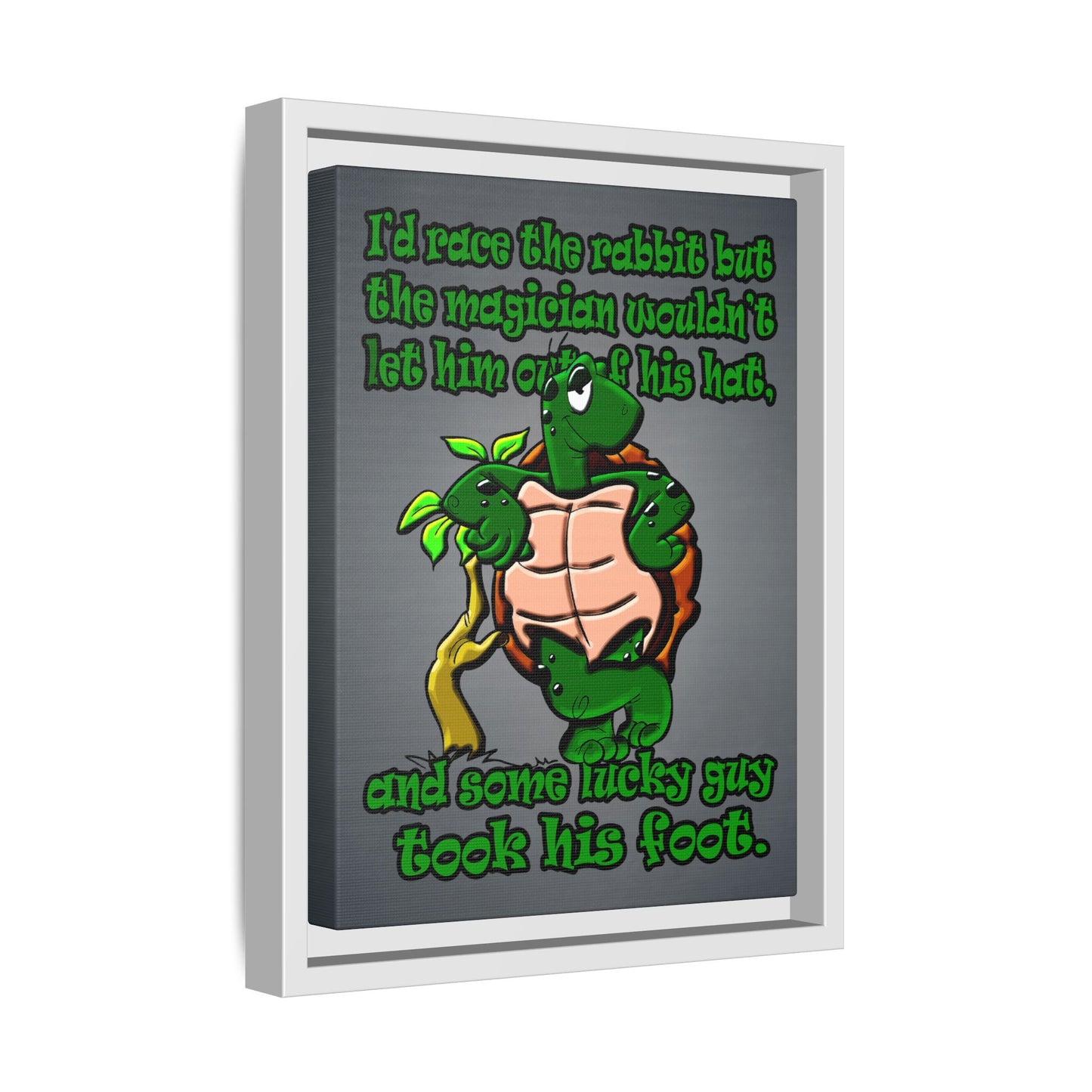 turtle race - framed canvas art (grey-light grey)