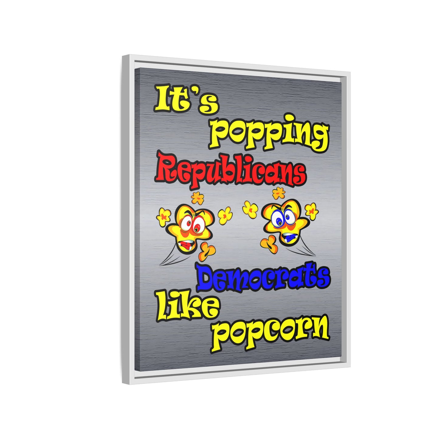 popping like popcorn - framed canvas art (brushed nickel)