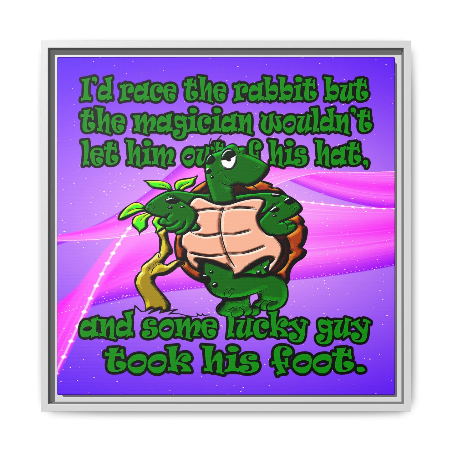 turtle race - framed canvas art (purple-pink wave)