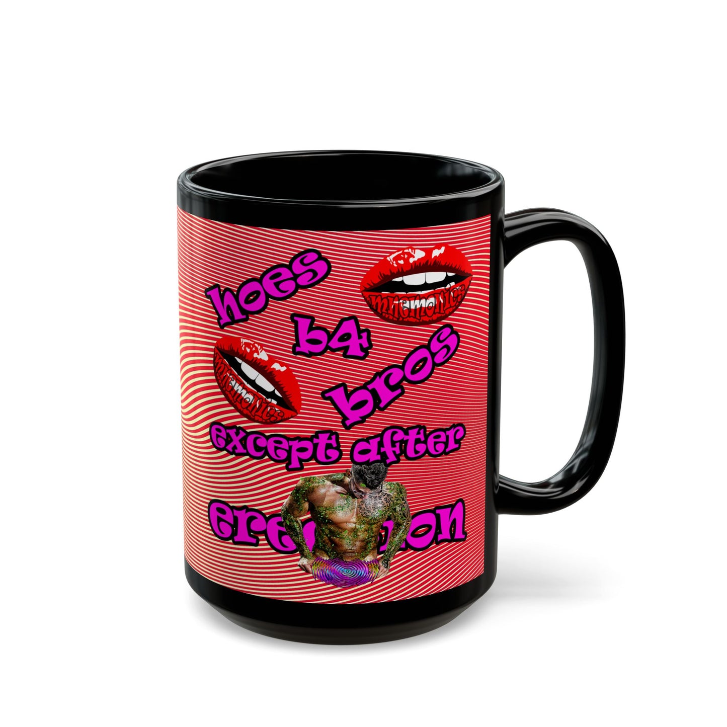 hoes b4 bros - Black Mug (yellow-orange wave)