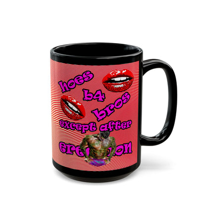 hoes b4 bros - Black Mug (yellow-orange wave)
