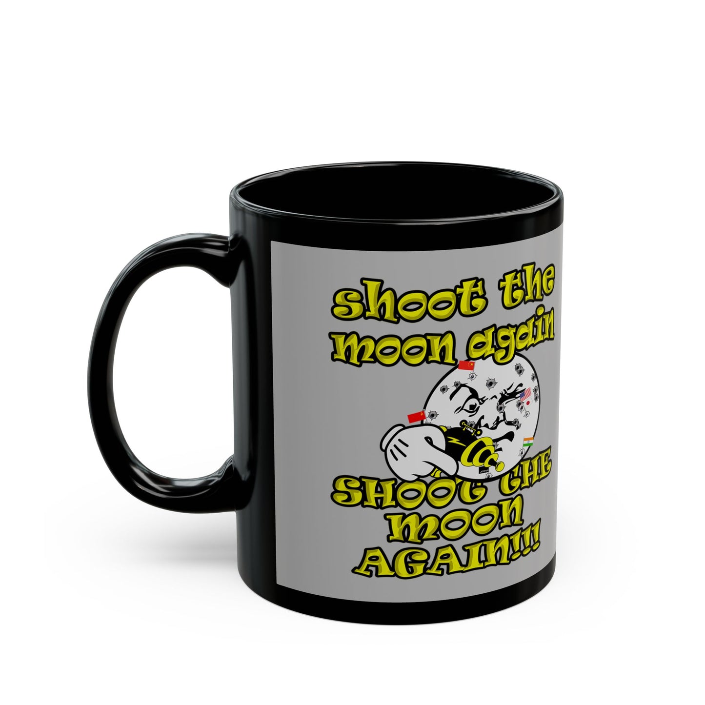 shoot the moon again - Black Mug (light grey)